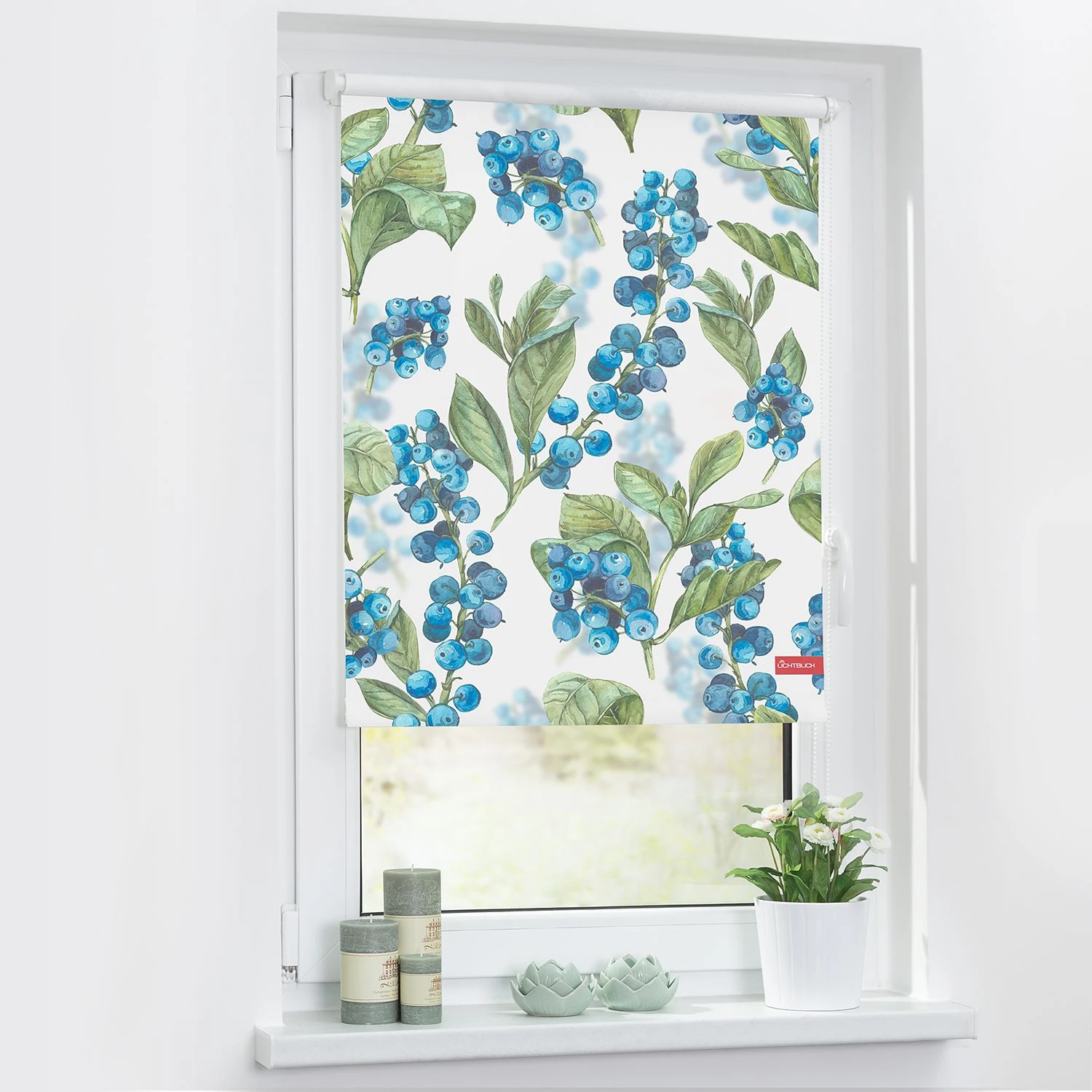 Lichtblick Store enrouleur myrtilles - Tissu - Bleu / Vert - 45 x 150 cm 2 Lichtblick Store enrouleur myrtilles - Tissu - Bleu / Vert - 45 x 150 cm – Image 2