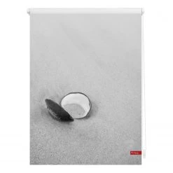 Lichtblick Store enrouleur coquillage - Tissu - Noir / Blanc - 80 x 150 cm