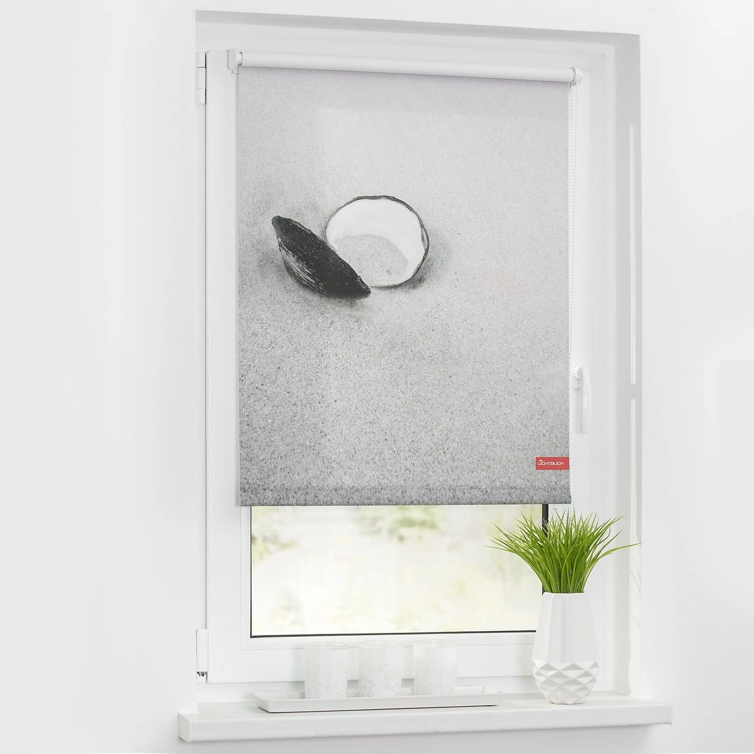 Lichtblick Store enrouleur coquillage - Tissu - Noir / Blanc - 80 x 150 cm 2 Lichtblick Store enrouleur coquillage - Tissu - Noir / Blanc - 80 x 150 cm – Image 2