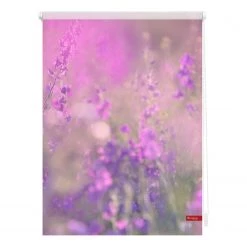 Lichtblick Store enrouleur champs de fleurs - Tissu - Fuchsia / Violet - 120 x 150 cm