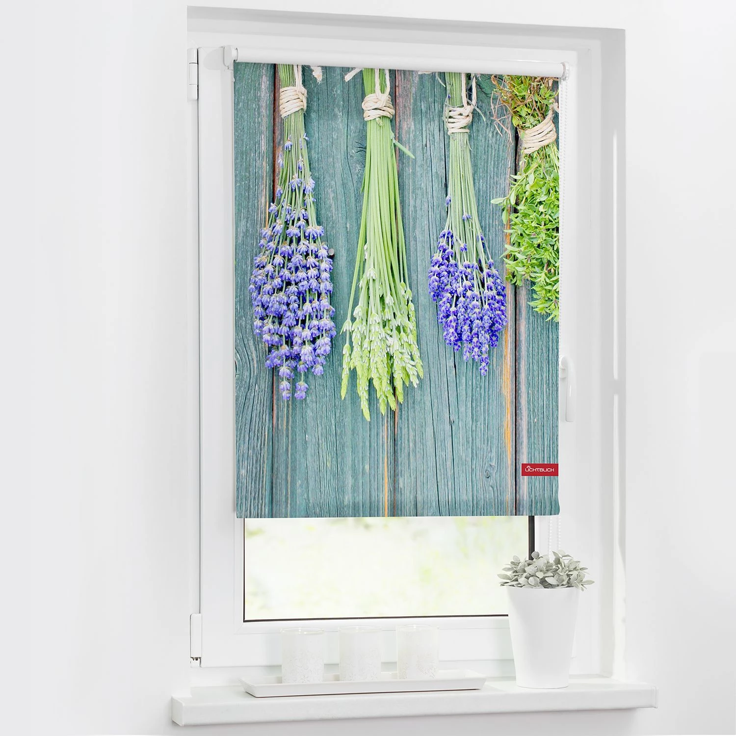 Lichtblick Store enrouleur herbes aromatiques - Tissu - Bleu pétrole / Violet - 60 x 150 cm 2 Lichtblick Store enrouleur herbes aromatiques - Tissu - Bleu pétrole / Violet - 60 x 150 cm – Image 2