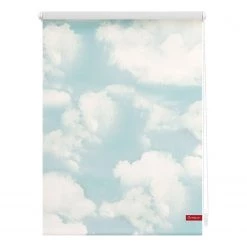 Lichtblick Store enrouleur nuages - Tissu - Bleu clair / Blanc - 60 x 150 cm