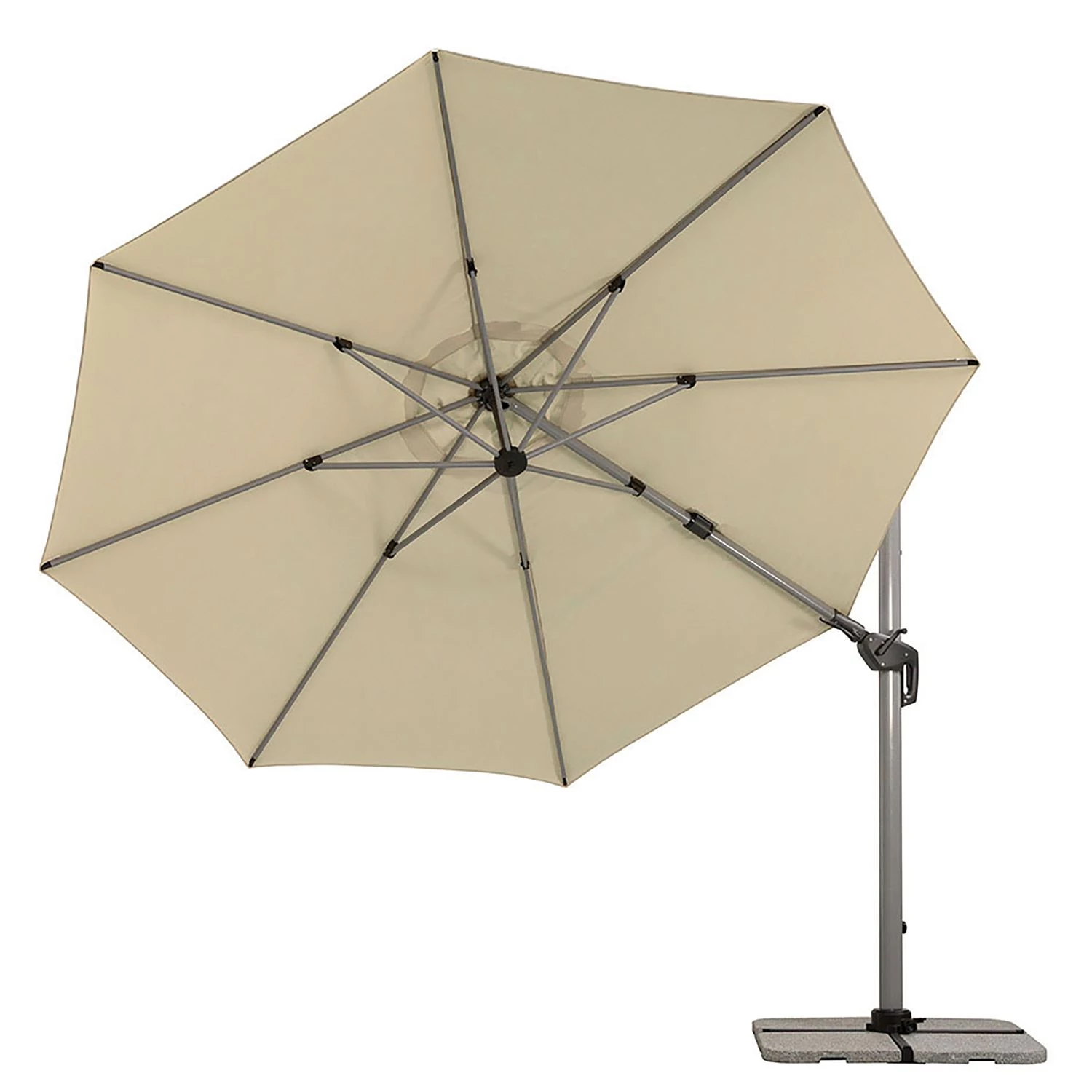 Best Freizeitmöbel Parasol Malta - Tissu / Aluminium - Argenté / Beige 2 Best Freizeitmöbel Parasol Malta - Tissu / Aluminium - Argenté / Beige – Image 2