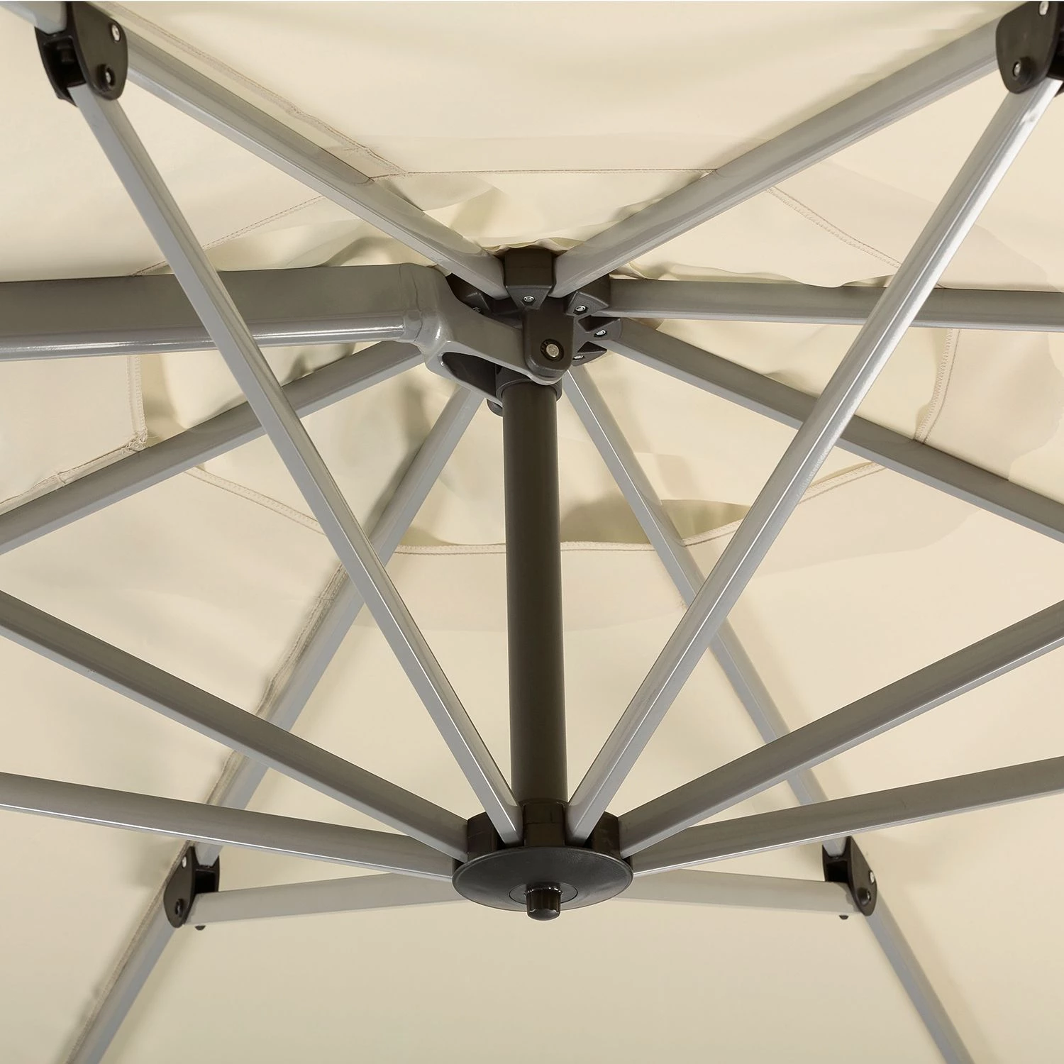 Best Freizeitmöbel Parasol Malta - Tissu / Aluminium - Argenté / Beige 4 Best Freizeitmöbel Parasol Malta - Tissu / Aluminium - Argenté / Beige – Image 4