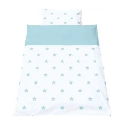 Pinolino Parure de lit réversible Étoiles - Percale de coton - Bleu clair