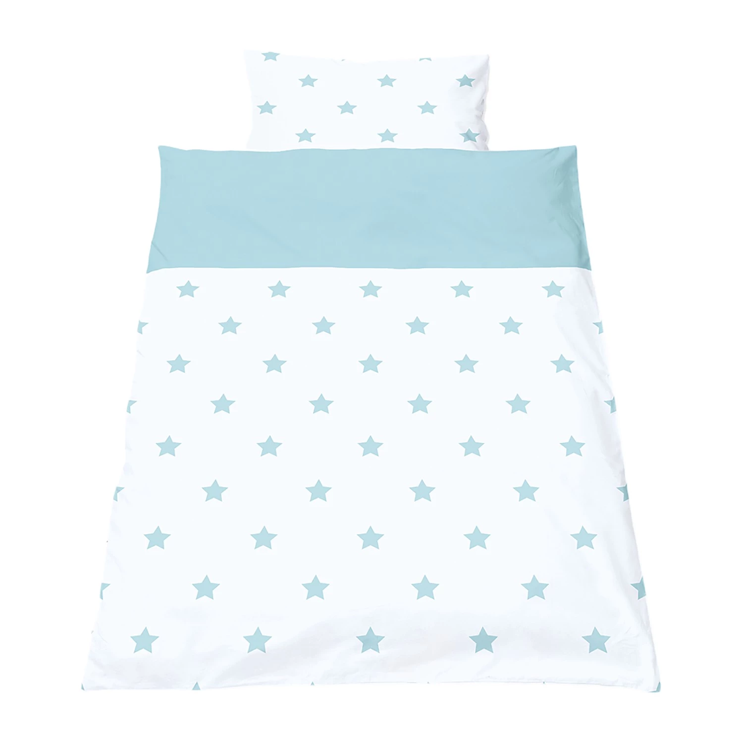Pinolino Parure de lit réversible Étoiles - Percale de coton - Bleu clair 1 Pinolino Parure de lit réversible Étoiles - Percale de coton - Bleu clair