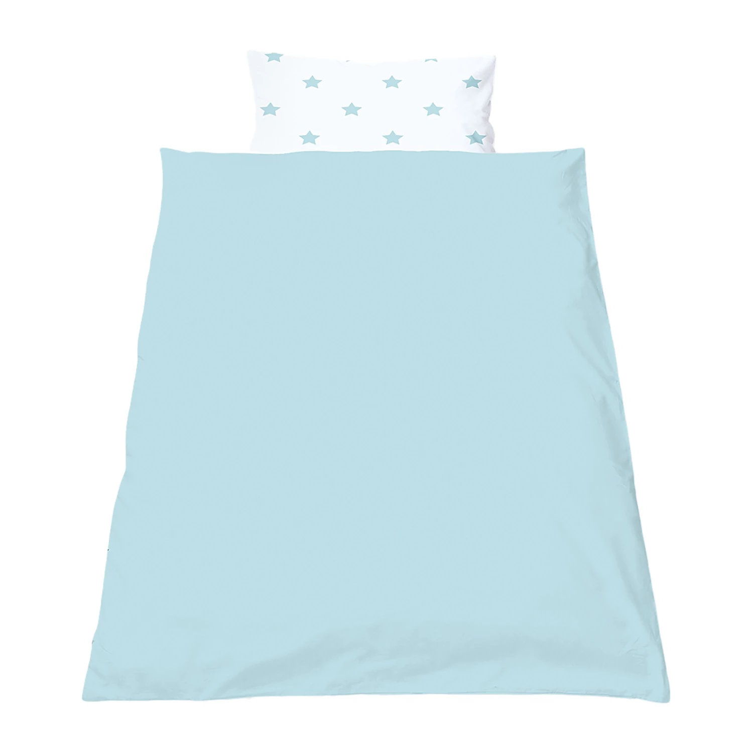 Pinolino Parure de lit réversible Étoiles - Percale de coton - Bleu clair 2 Pinolino Parure de lit réversible Étoiles - Percale de coton - Bleu clair – Image 2