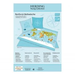 Herding Parure de lit planisphère - Coton - Multicolore - 135 x 200 cm + oreiller 80 x 80 cm -Équipements de jardin Soldes 1000184415 220719 060 DETAILS P000000001000184415