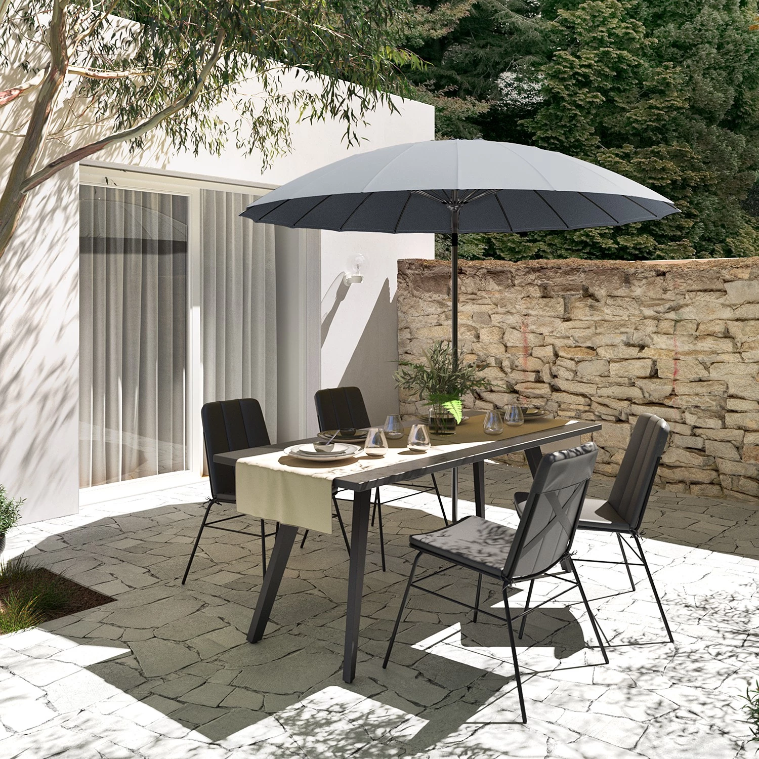 Jardi Parasol Sundy - Aluminum / Polyester - Gris 2 Jardi Parasol Sundy - Aluminum / Polyester - Gris – Image 2