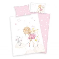 Herding Parure de lit en renforcé Little Fairy - Étoffe de coton - Blanc / Rose