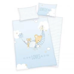 Herding Parure de lit en renforcé Little Tiger - Coton - Blanc / Bleu clair