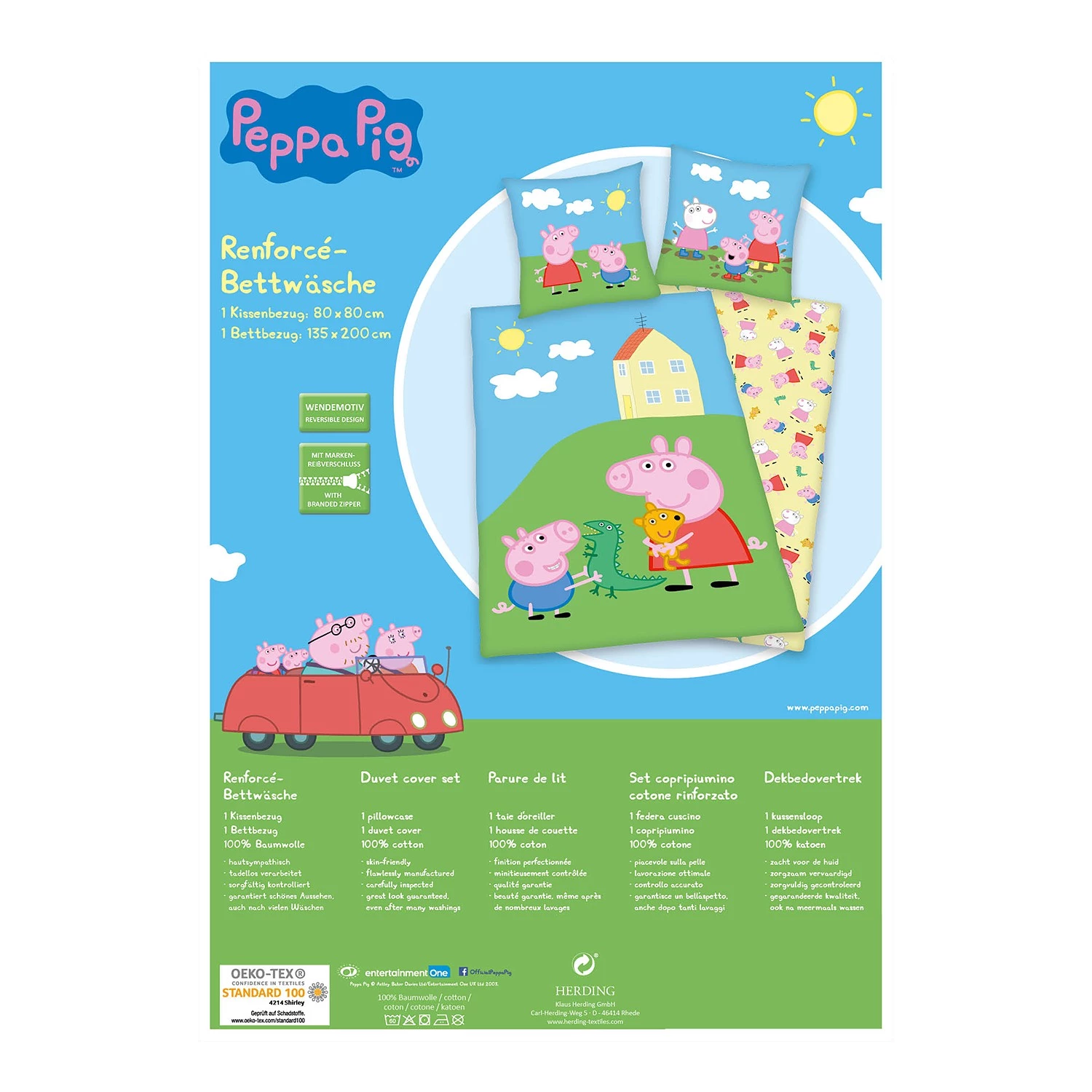 Herding Parure de lit en renforcé Peppa Pig - Étoffe de coton - Multicolore 7 Herding Parure de lit en renforcé Peppa Pig - Étoffe de coton - Multicolore – Image 7