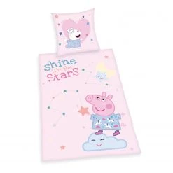 Herding Parure de lit en renforcé Peppa Pig - Étoffe de coton - Rose / Bleu clair
