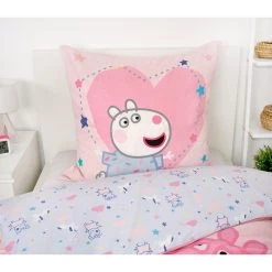 Herding Parure de lit en renforcé Peppa Pig - Étoffe de coton - Rose / Bleu clair -Équipements de jardin Soldes 1000209483 220719 021 MOOD DETAILS P000000001000209483 mood