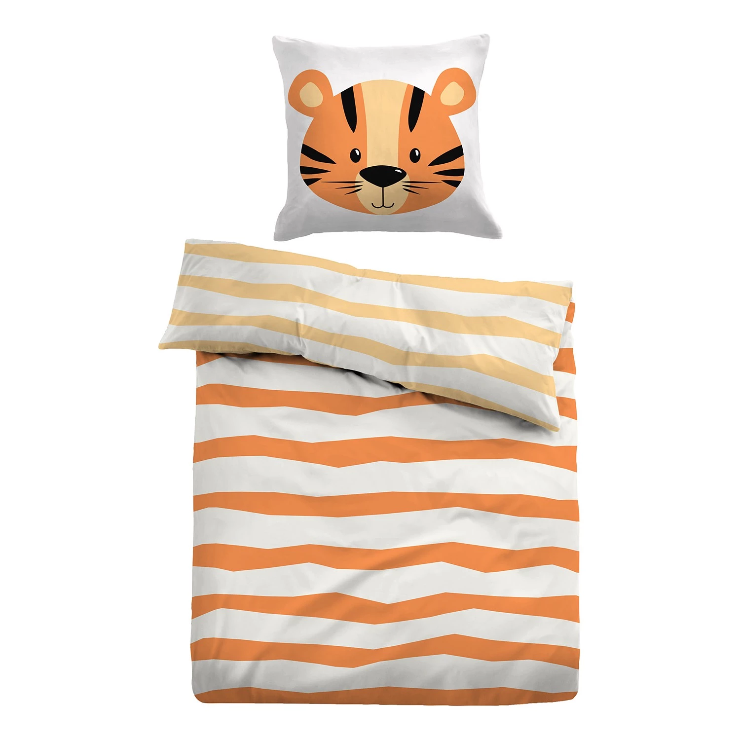 Tom Tailor Parure de lit linon Petit tigre - Linon - Orange soleil 1 Tom Tailor Parure de lit linon Petit tigre - Linon - Orange soleil