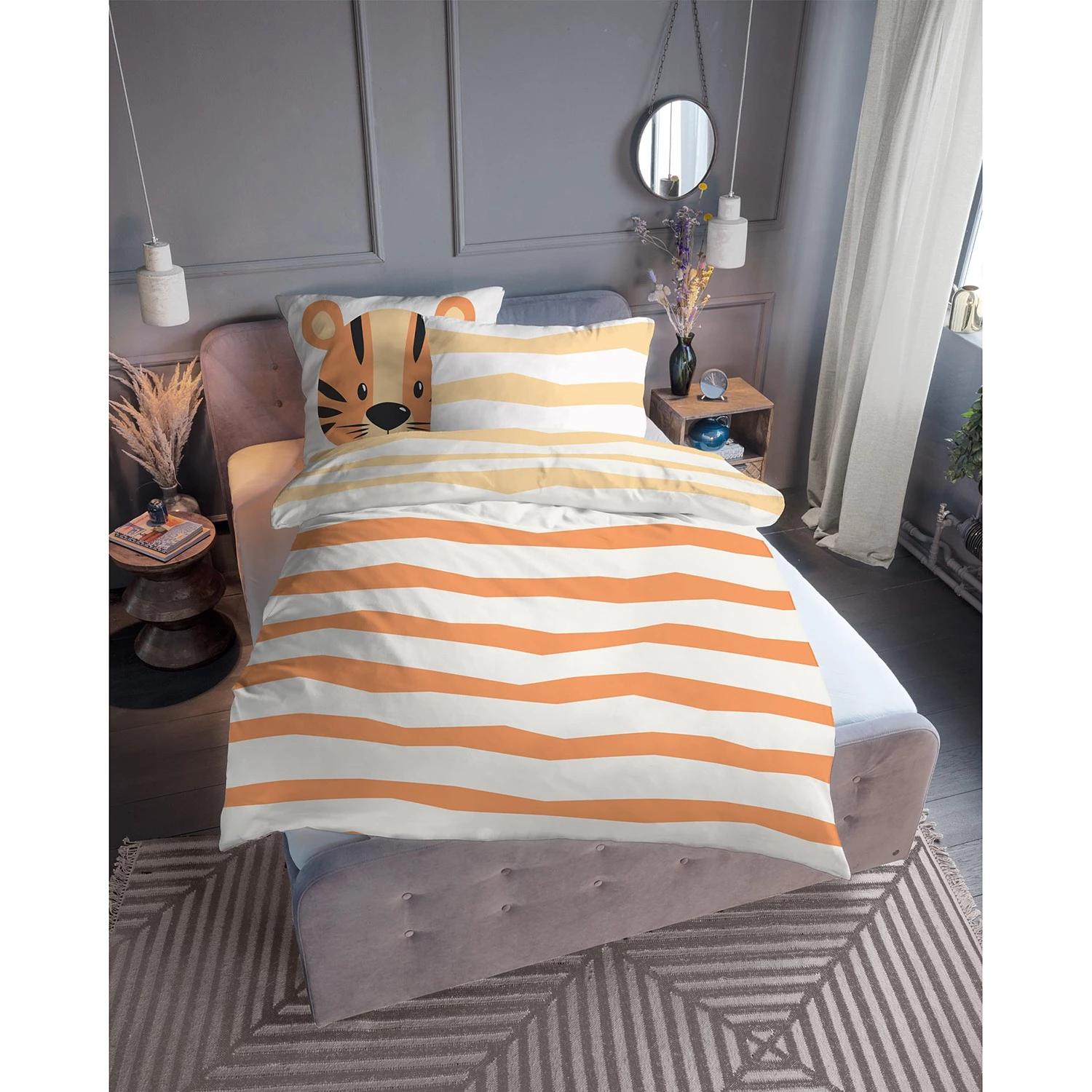 Tom Tailor Parure de lit linon Petit tigre - Linon - Orange soleil 2 Tom Tailor Parure de lit linon Petit tigre - Linon - Orange soleil – Image 2