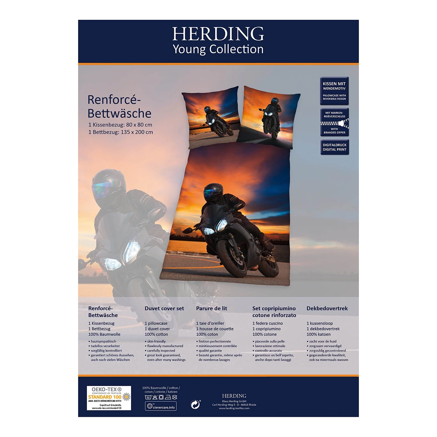 Herding Parure de lit Moto - Coton - Multicolore 7 Herding Parure de lit Moto - Coton - Multicolore – Image 7