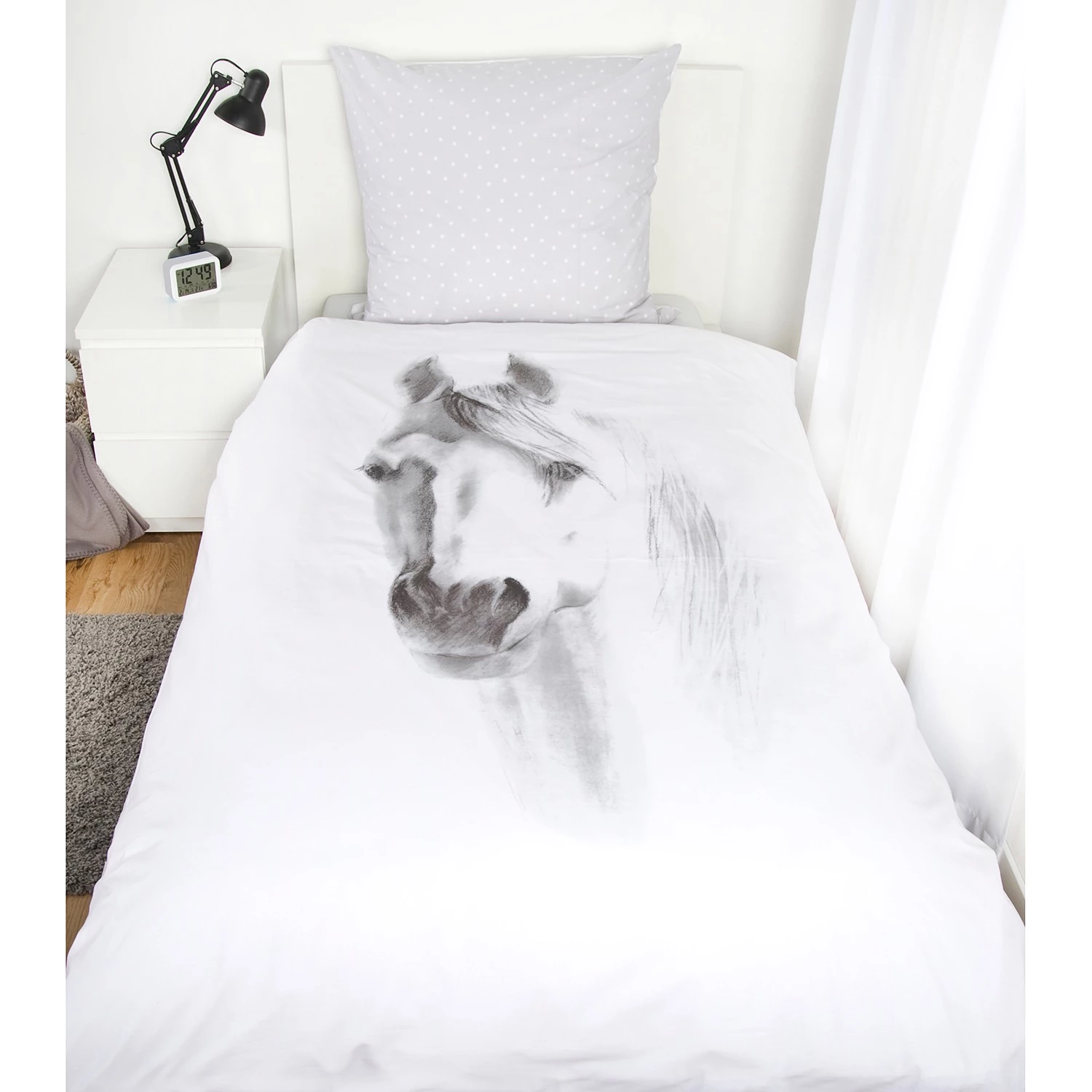 Herding Parure de lit Cheval blanc - Coton - Blanc / Beige 2 Herding Parure de lit Cheval blanc - Coton - Blanc / Beige – Image 2
