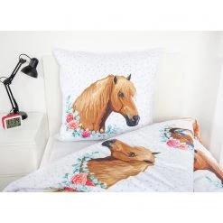 Herding Parure de lit Chevaux - Coton - Blanc / Marron -Équipements de jardin Soldes 1000248329 220719 021 MOOD DETAILS P000000001000248329 mood