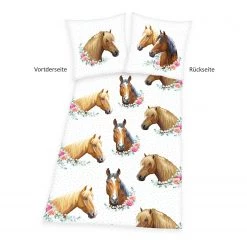 Herding Parure de lit Chevaux - Coton - Blanc / Marron -Équipements de jardin Soldes 1000248329 220719 030 DETAILS P000000001000248329