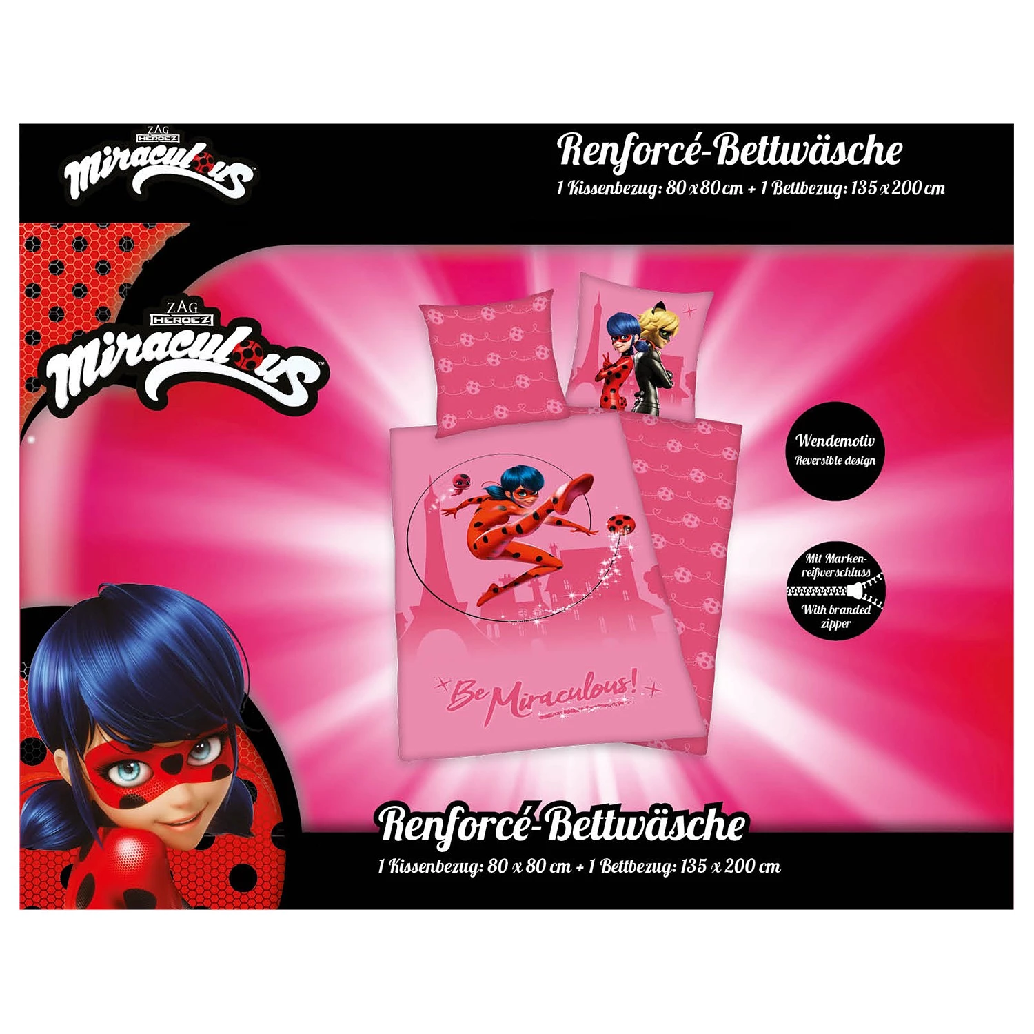 Herding Parure de lit Be Miraculous - Coton - Rose 3 Herding Parure de lit Be Miraculous - Coton - Rose – Image 3