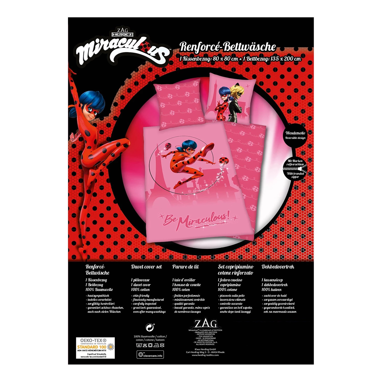 Herding Parure de lit Be Miraculous - Coton - Rose 4 Herding Parure de lit Be Miraculous - Coton - Rose – Image 4