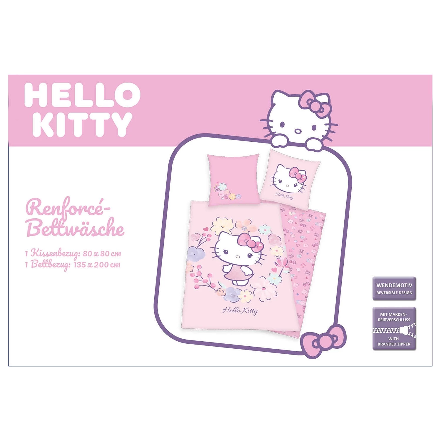 Herding Parure de lit Hello Kitty - Coton - Rose 6 Herding Parure de lit Hello Kitty - Coton - Rose – Image 6