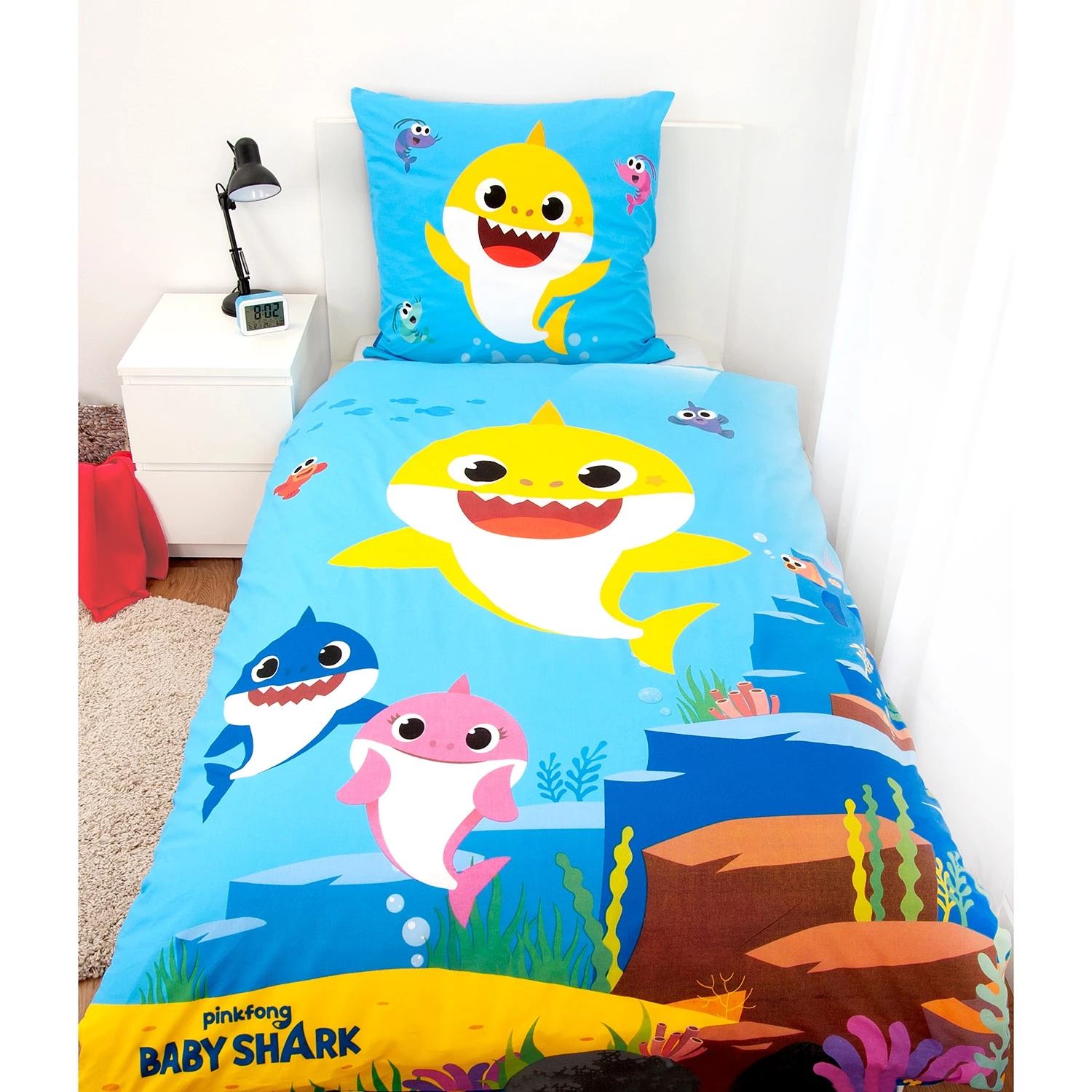 Herding Parure de lit Baby Shark - Coton - Bleu 2 Herding Parure de lit Baby Shark - Coton - Bleu – Image 2