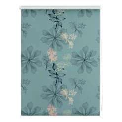 Lichtblick Store occultant sans perçage Aqua Floral - Polyester - Bleu - 90 x 150 cm