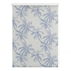 Lichtblick Store enrouleur Blueprint Palms - Polyester - Bleu - 100 x 150 cm