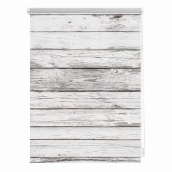 Lichtblick Store occultant sans perçage Planches II - Polyester - Marron - Blanc - 45 x 150 cm