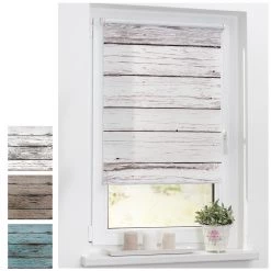 Lichtblick Store occultant sans perçage Planches II - Polyester - Marron - Blanc - 45 x 150 cm -Équipements de jardin Soldes 1000267984 210528 14263600670 DETAILS P000000001000267984