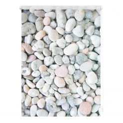 Lichtblick Store occultant sans perçage Galets - Polyester - Blanc / Gris - 45 x 150 cm