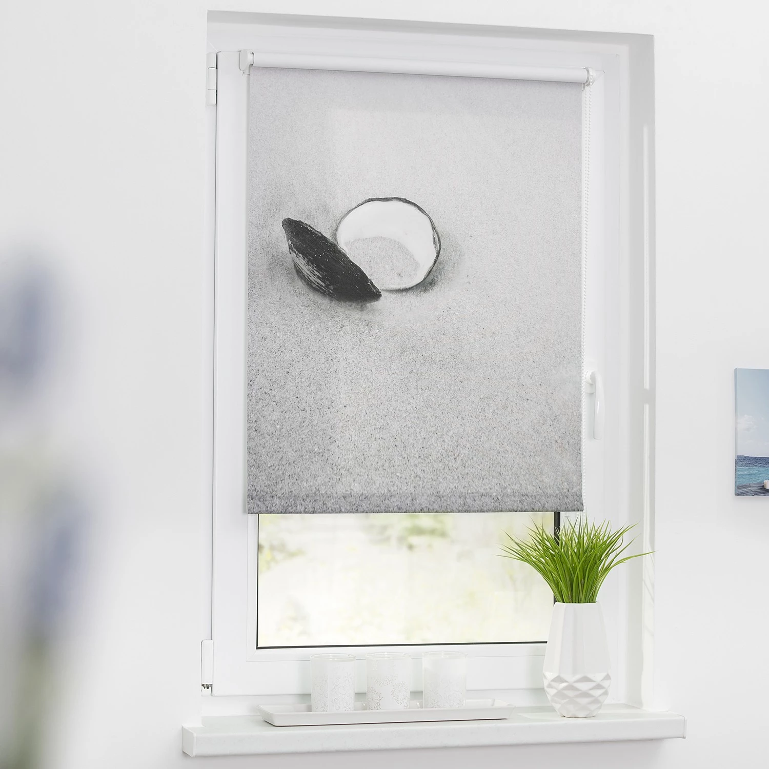 Lichtblick Store occultant sans perçage Coquillage - Polyester - Noir / Blanc - 80 x 150 cm 2 Lichtblick Store occultant sans perçage Coquillage - Polyester - Noir / Blanc - 80 x 150 cm – Image 2