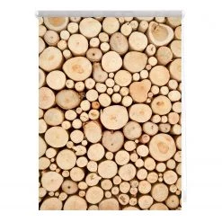 Lichtblick Store occultant sans perçage Bûches - Polyester - Marron - 100 x 150 cm