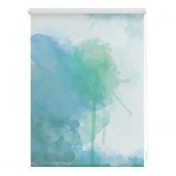 Lichtblick Store occultant sans perçage Aquarelle - Polyester - Bleu / Vert - 100 x 150 cm