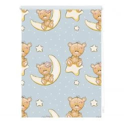 Lichtblick Store enrouleur sans perçage Ours - Polyester - Bleu - 90 x 150 cm