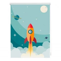 Lichtblick Store enrouleur sans perçage Fusée - Polyester - Bleu - 100 x 150 cm