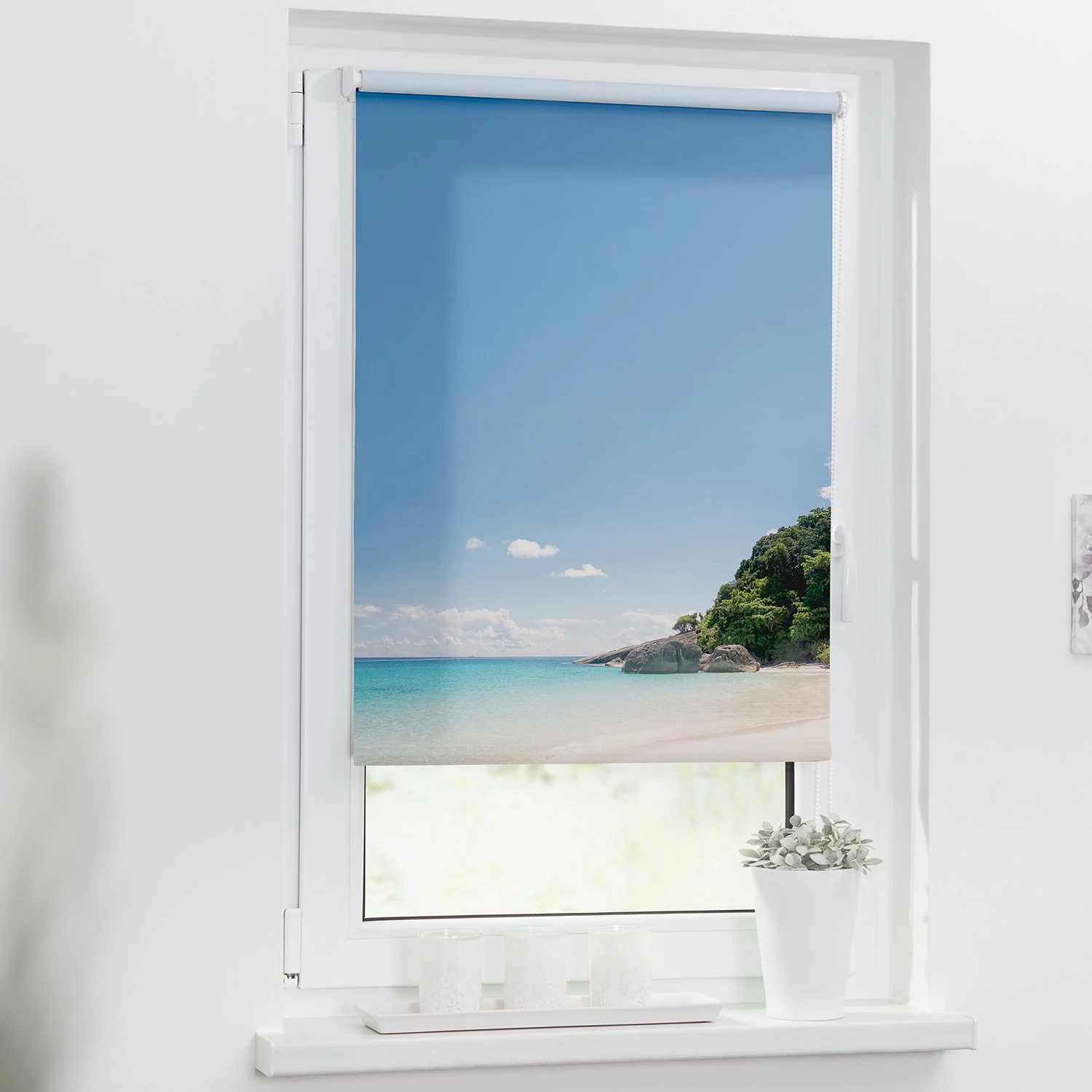 Lichtblick Store enrouleur sans perçage Île - Polyester - Bleu - 70 x 150 cm 2 Lichtblick Store enrouleur sans perçage Île - Polyester - Bleu - 70 x 150 cm – Image 2