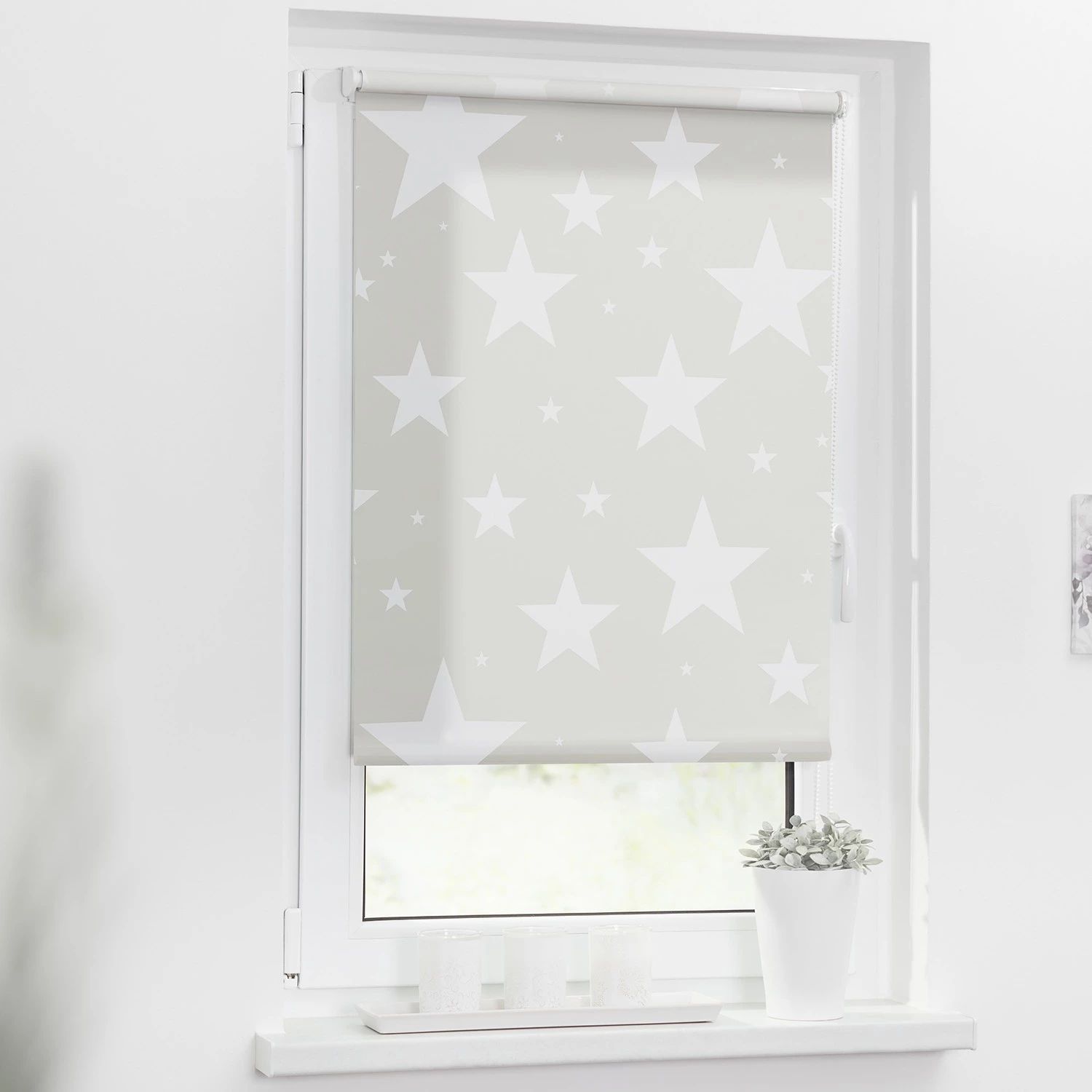 Lichtblick Store enrouleur sans perçage Étoiles II - Polyester - Beige - 120 x 150 cm 2 Lichtblick Store enrouleur sans perçage Étoiles II - Polyester - Beige - 120 x 150 cm – Image 2