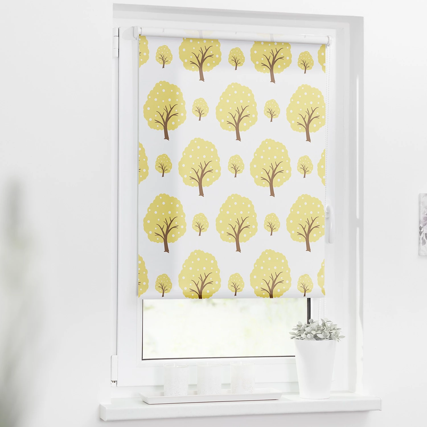 Lichtblick Store enrouleur sans perçage Arbres - Polyester - Jaune - 60 x 150 cm 2 Lichtblick Store enrouleur sans perçage Arbres - Polyester - Jaune - 60 x 150 cm – Image 2