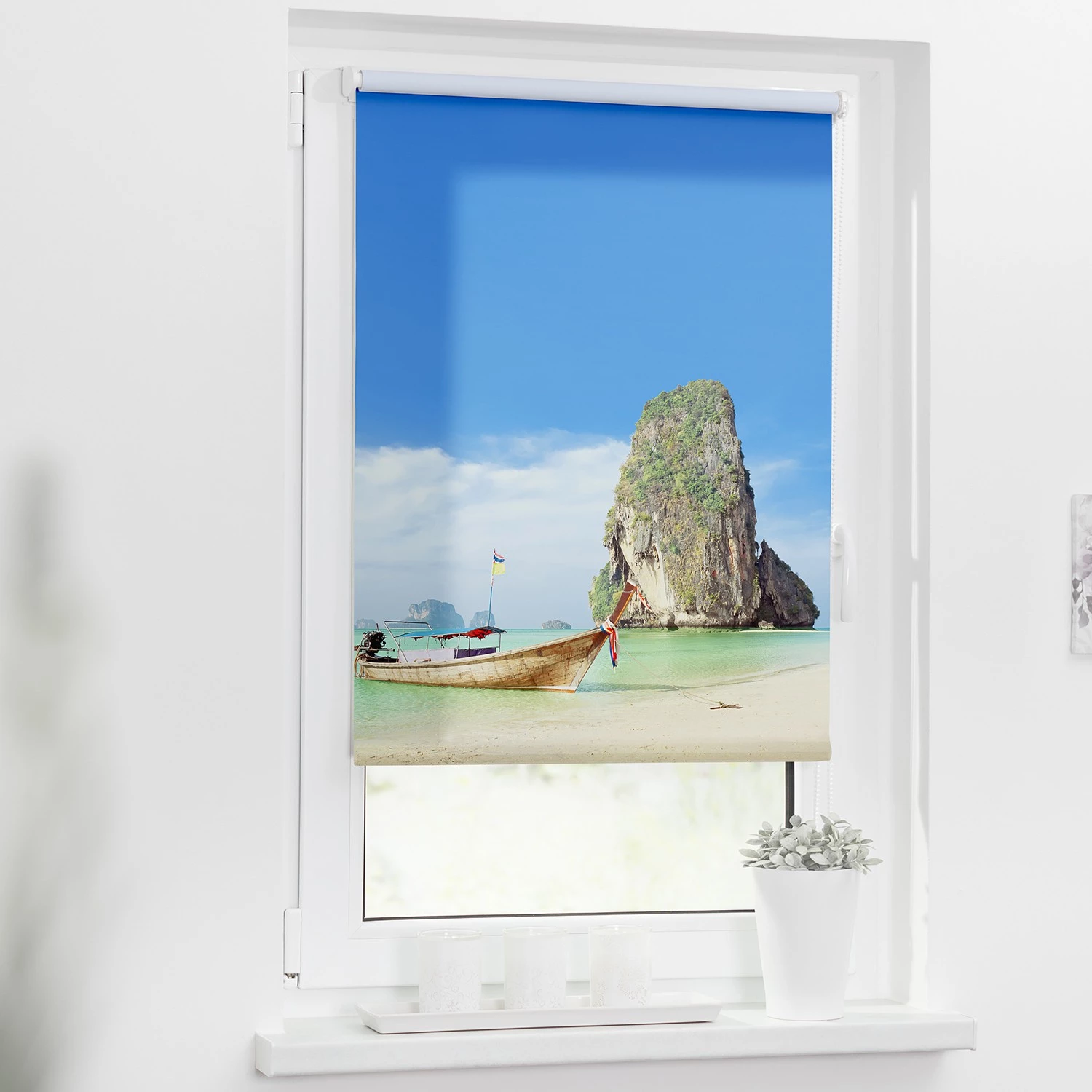 Lichtblick Store enrouleur sans perçage Thaïlande - Polyester - Multicolore - 60 x 150 cm 2 Lichtblick Store enrouleur sans perçage Thaïlande - Polyester - Multicolore - 60 x 150 cm – Image 2