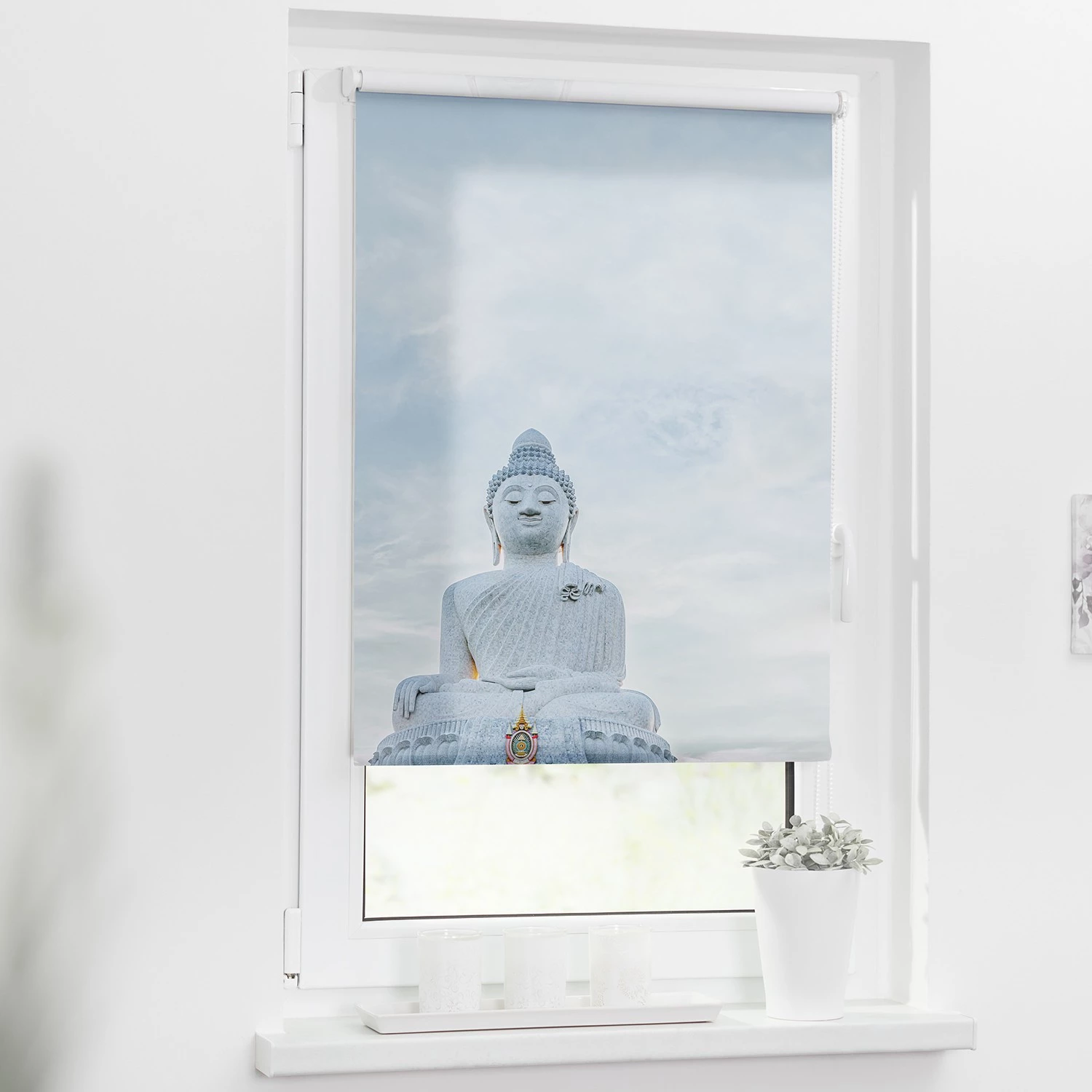 Lichtblick Store enrouleur sans perçage Buddha - Polyester - Bleu clair - 100 x 150 cm 2 Lichtblick Store enrouleur sans perçage Buddha - Polyester - Bleu clair - 100 x 150 cm – Image 2