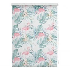 Lichtblick Store enrouleur sans perçage Flamingo - Polyester - Rose / Vert - 100 x 150 cm