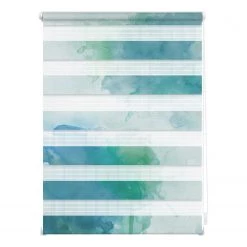 Lichtblick Store enrouleur double Aquarell - Polyester - Bleu / Vert - 80 x 150 cm
