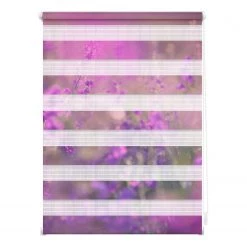 Lichtblick Store enrouleur double Pré fleuri - Polyester - Fuchsia / Violet - 80 x 150 cm