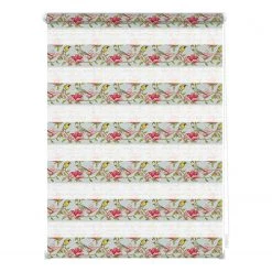 Lichtblick Store enrouleur double Birds - Polyester - Vert / Rose - 100 x 150 cm