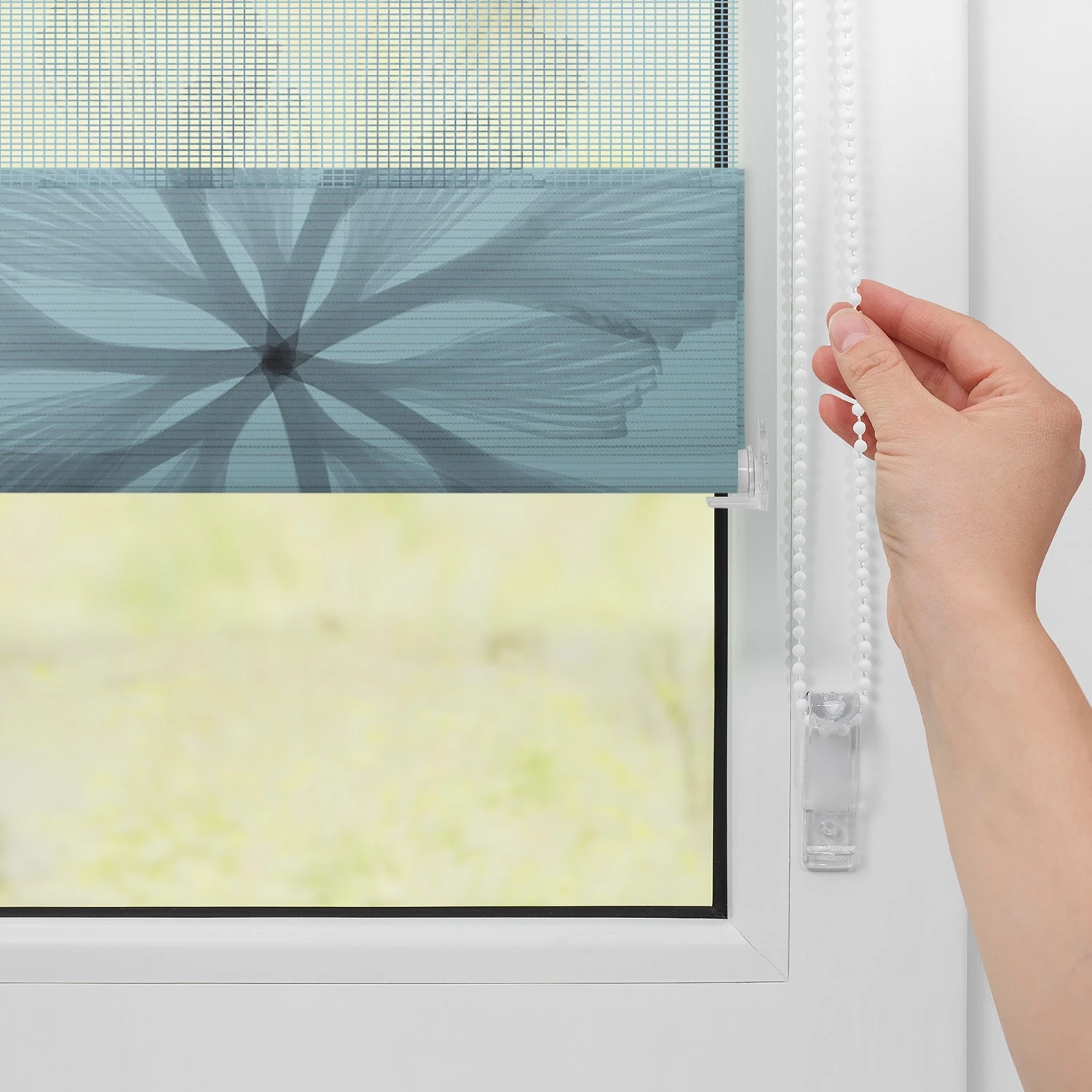 Lichtblick Store enrouleur double Aqua Floral - Polyester - Bleu - 60 x 150 cm 4 Lichtblick Store enrouleur double Aqua Floral - Polyester - Bleu - 60 x 150 cm – Image 4