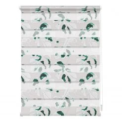 Lichtblick Store enrouleur double Monstera - Polyester - Vert - 60 x 150 cm