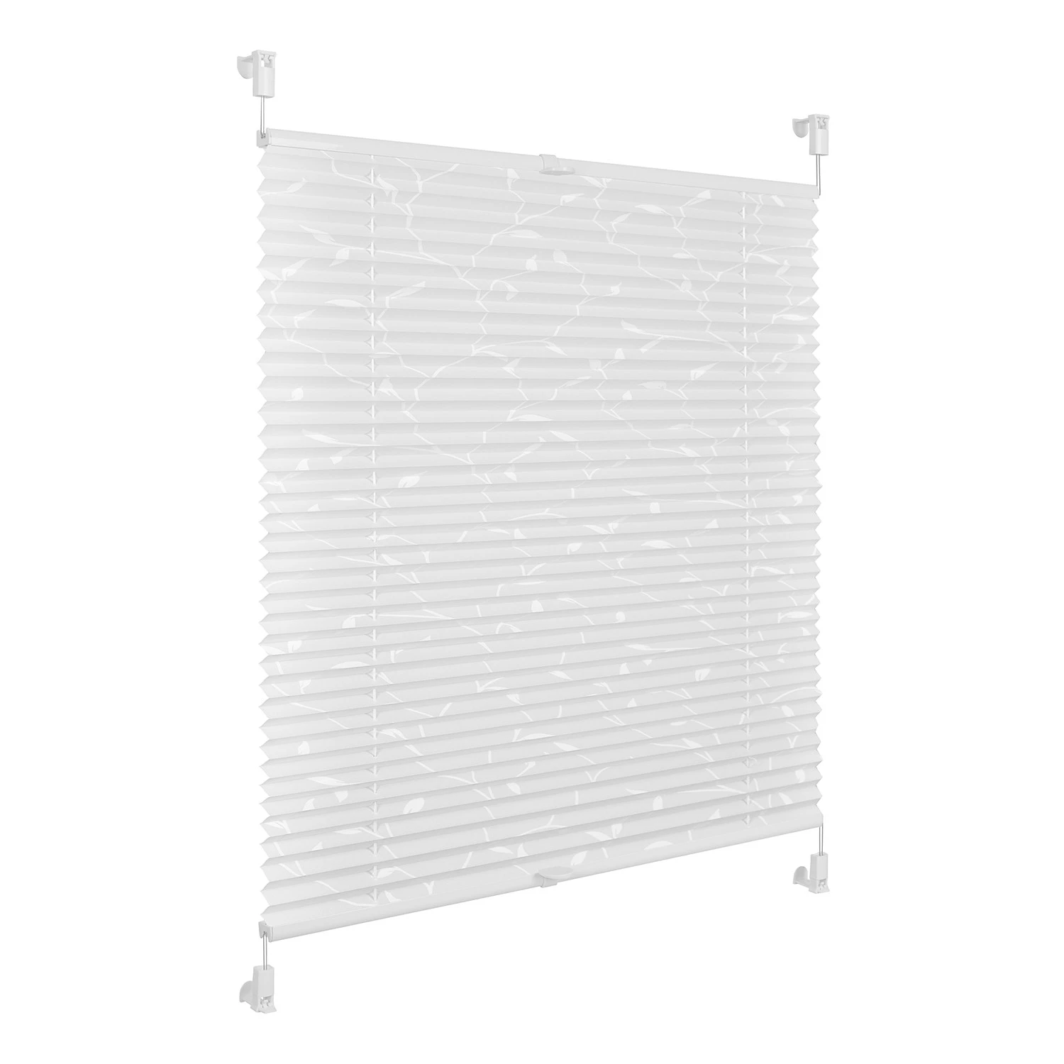 Lichtblick Store plissé sans perçage Plante - Polyester - Blanc / Vert plante - 120 x 130 cm 5 Lichtblick Store plissé sans perçage Plante - Polyester - Blanc / Vert plante - 120 x 130 cm – Image 5